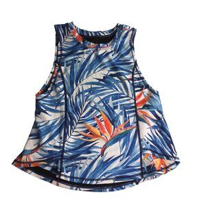 HAWAII HANGOVER Tank Top Swim Shirt. Blue Floral Tropical print.  Sleeveless YL